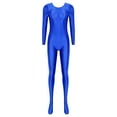 thumbnail image 6 of YONGHS Womens Glossy Spandex Full Bodysuit Costume Dance Zentai Unitard Long Sleeve Jumpsuit Blue M, 6 of 7