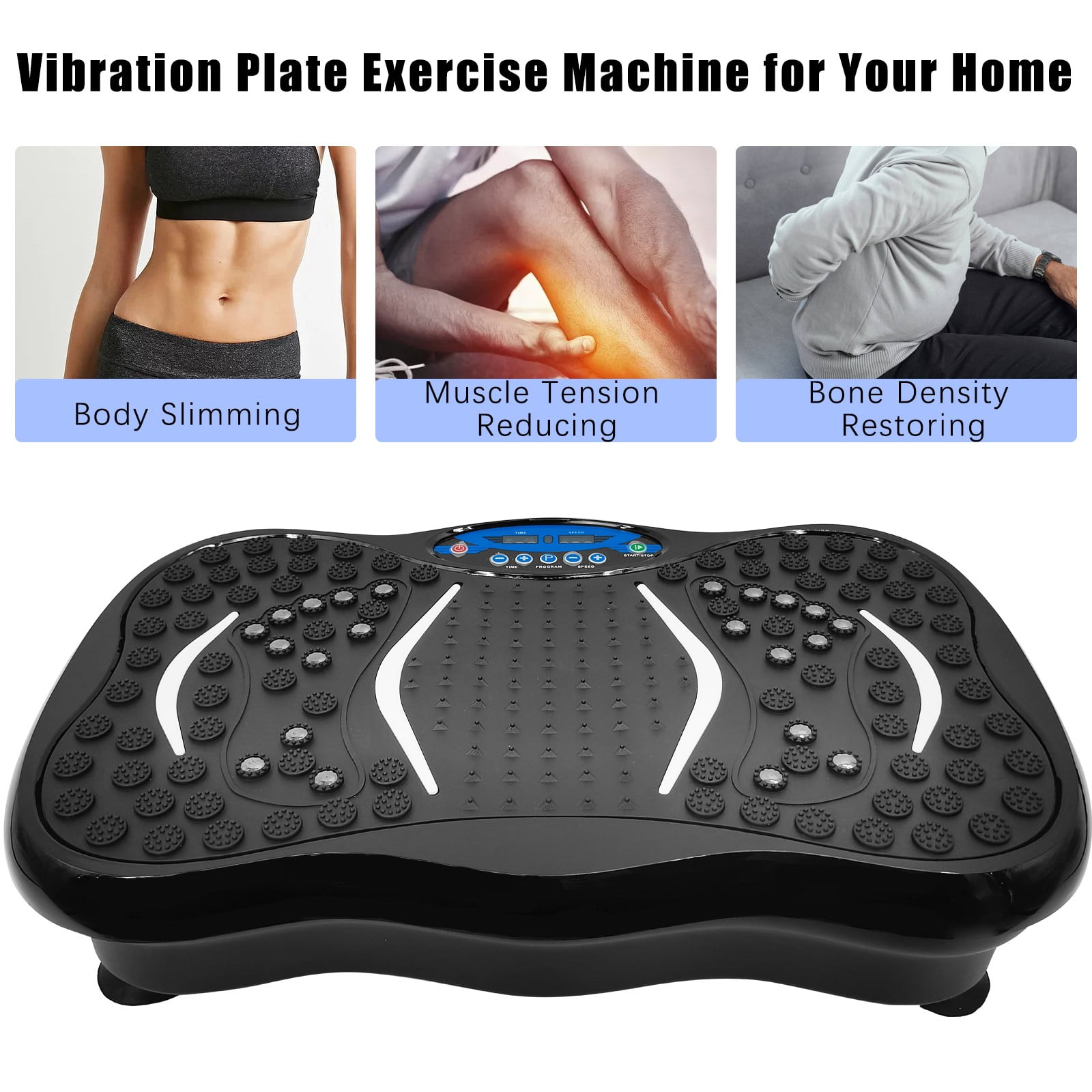 JSTUOKE Vibration Plate Exercise Machine Whole Body Workout Vibration Fitness Platform w/ Remote control and 2 Resistance Band