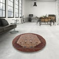 thumbnail image 3 of Ahgly Company Indoor Round Mid-Century Modern Camel Brown Oriental Area Rugs, 4' Round, 3 of 6