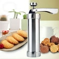 thumbnail image 3 of Cookie Press Stainless Steel Cookie Press Tool Kit Biscuit Maker and Churro Maker Cookie Press Machine with 20 Cookie Discs 4 Nozzles for DIY Biscuit Maker and Decoration, 3 of 11
