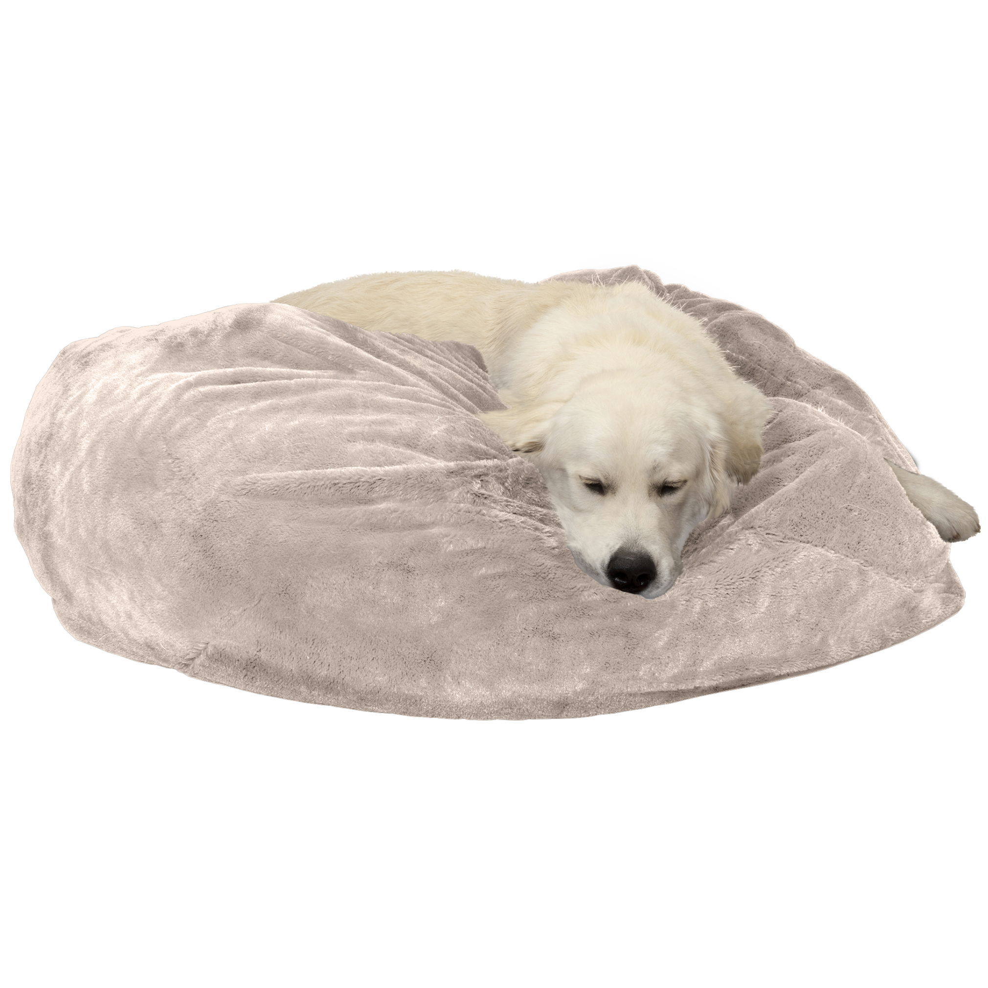 FurHaven Pet Dog Bed Round Plush Ball Pet Bed for Dogs & Cats, Shell