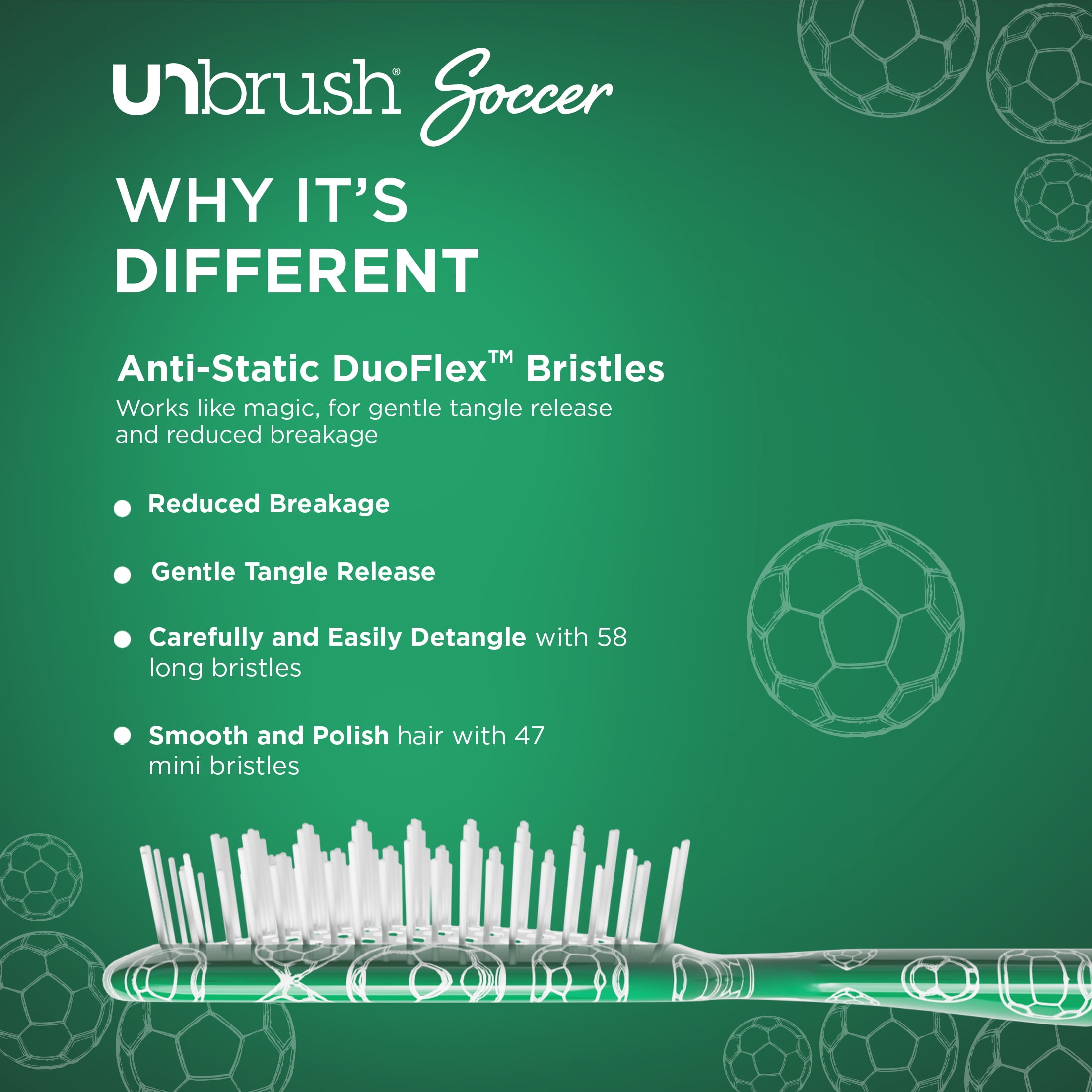 FHI Heat UNbrush Soccer Detangling Brush for All Hair Types, Green
