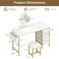 thumbnail image 5 of Gold Vanity Desk with Mirror and Light- Makeup Vanity Set Table with Chair, Storage, Lighted Mirror, 8 Large Fabric Drawers & Power Outlet, Dressing Table Vanities For Girls Bedroom, 5 of 7