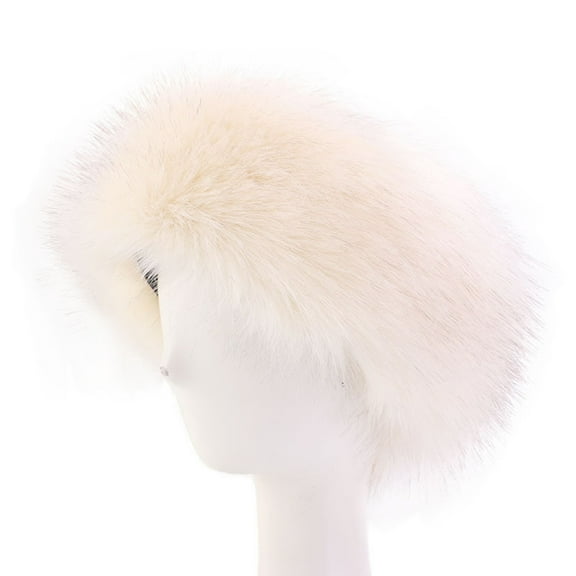 Mosey Ladies Winter Faux Fur Soft Fluffy Cozy Warm Unisex Thick Furry Headband Winter Outdoor Earwarmer Empty Top Elastic Anti-slip Ski Hat