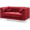 thumbnail image 2 of Home Square 2-Piece Set with Velvet Sofa and Loveseat in Burgundy, 2 of 12
