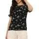 thumbnail image 1 of INSPIRAR CHIC Blusas de Chifón para Mujeres con Mangas Cortas, Con Volantes, Florales, para Trabajo y Oficina, 3XL, Negro, 1 of 6