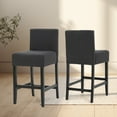 thumbnail image 2 of Set of 2 Bar Height Stools with Backs, Gray Fabric Upholstered Counter Stools with Footrest and Solid Wood Legs, Ideal for Modern Kitchen Island and Home Bar Setup, 2 of 5