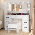 thumbnail image 1 of Gymax Vanity Desk w/Mirror & Lights Power Outlets 3 Color Lighting Modes 7 Drawers, 1 of 10