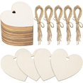 thumbnail image 1 of Paquete de 20 adornos de corazones de madera para el día de San Valentín con cordel, decoración de madera rústica en blanco sin terminar con agujeros para colgar, 1 of 5