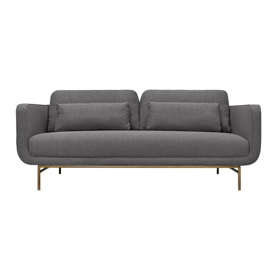 Gray Sofa 77 InchModern Fabric Couch with Metal LegsLiving Room Seating