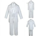 thumbnail image 3 of 5-7pc White Baby Kid Boy Christening Paisley Tail Tuxedo Suits Cross Hat Stole, 3 of 6