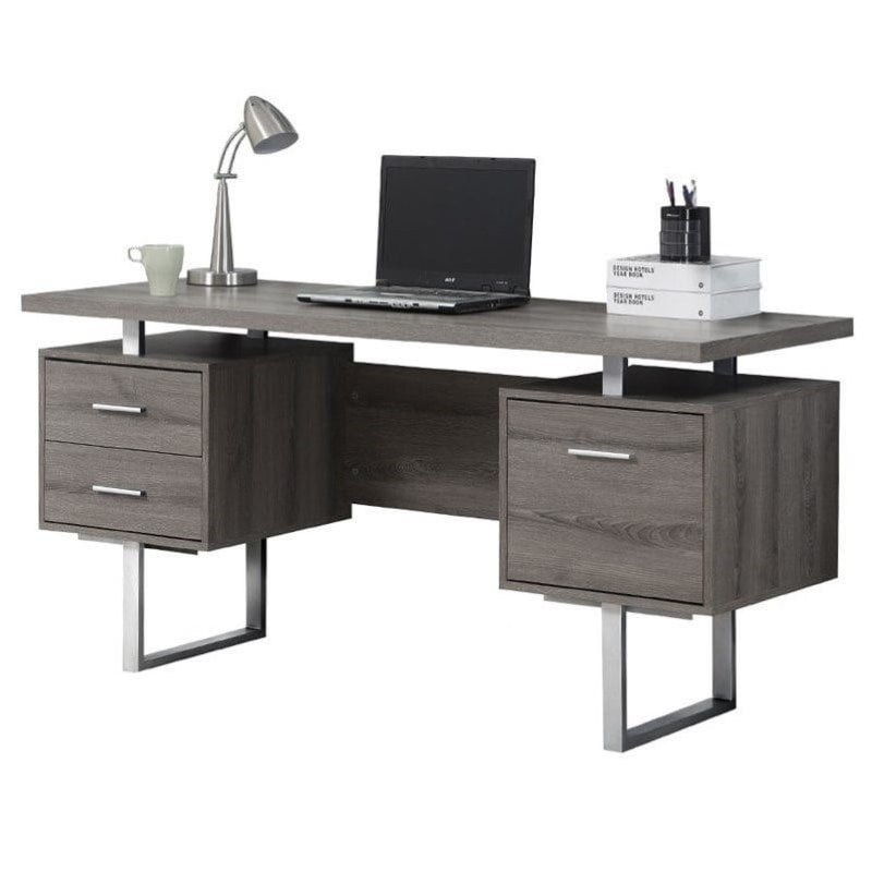 Bowery Hill 60 Hollow Core Home Office Desk In Dark Taupe