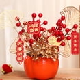 thumbnail image 4 of BGZLEU Chinese Lunar New Year Decoration Fake Flower Blessing Bucket Desk Gift Artificial Potted for Entryway Festival Wedding, Pomegranate, 4 of 8