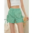 thumbnail image 3 of Musuos Women Summer Casual Plaid Shorts Bows Cutouts Elastic Short Pants for Daily Basic Loose Bottoms, 3 of 9
