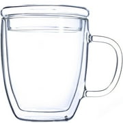 Coofit Tasse en verre Tasse à boire tout usage à double couche Tasse en verre pour thé au café de jus
