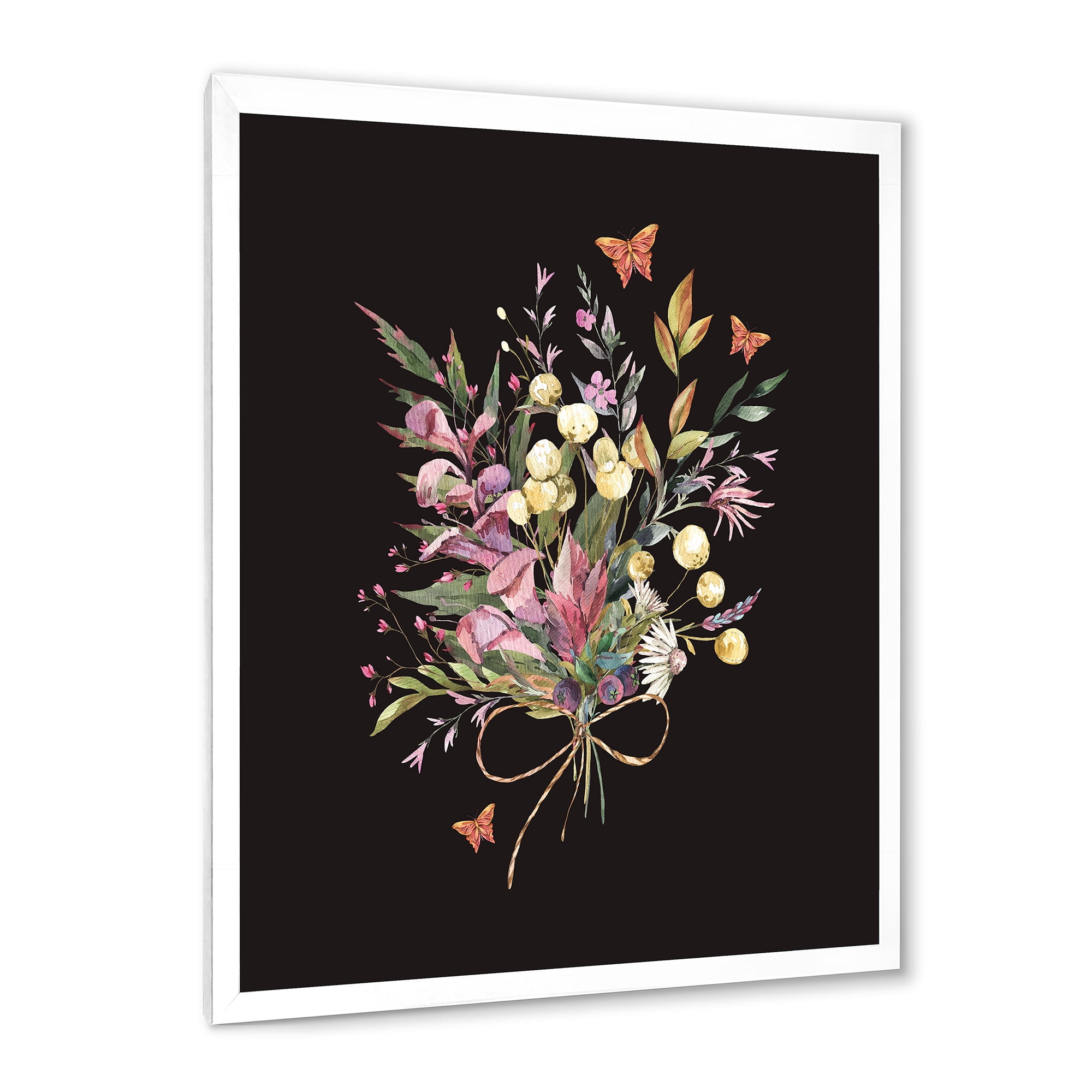 Designart 'Ancient Floral Summer Wildflowers Arrangement' Traditional Framed Art Print