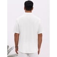 thumbnail image 3 of DARING DIVA Men's Texture Short Sleeve Button Down Casual Knitted Shirt M White, 3 of 7