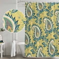 thumbnail image 5 of Yellow Teal Boho Botanical Shower Curtain, Waterproof Shower Curtains for Bathroom, Southwestern Leaves Ethnic Tribal Washable Fabric Bathtub Curtain Set Bath Decor with 12 Hooks Long 72"x84", 5 of 8
