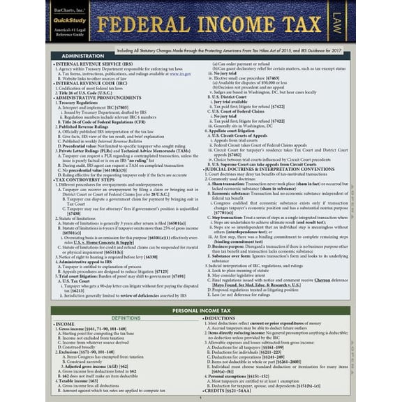 Pre-Owned Federal Income Tax: a QuickStudy Legal Reference Guide (BAR Exam) Paperback