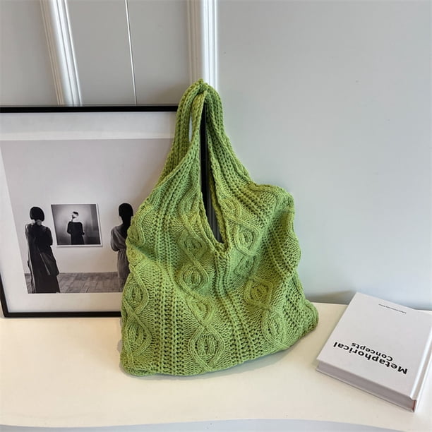 Bolso de hombro casual para mujer Bolso de compras de color sólido para mujer (verde)