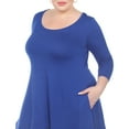 thumbnail image 5 of White Mark Women's Plus Size Quarter Sleeve Solid Sharkbite Tunic Top, 5 of 5
