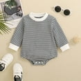 thumbnail image 2 of Staki Long Sleeve Onesies Baby Girls Romper Long Sleeve Round Neck Letter Sweatshirt Romper(Dark Blue,0-3 Months), 2 of 9