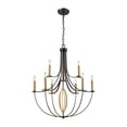 thumbnail image 2 of Dione 9 Light Chandelier In Oil Rubbed Bronze With Brushed Antique Brass Accents, 2 of 2