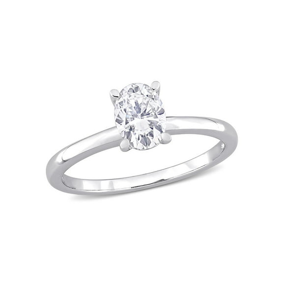 1.00 Carat (Ctw) Lab Created Oval-Cut Moissanite Engagement Ring in Sterling Silver for Women