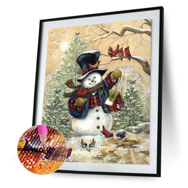 Cuadros Decorativos 5D diamante pintura cuadrado diamante muñeco de nieve y pájaro Ehuebsd Nuevos Originales