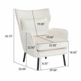 thumbnail image 2 of Wing Back Velvet Accent Chair, Modern Living Room Armchair Comfy Upholstered Single Sofa Chair for Bedroom Dorms Reading Reception Room with Metal Legs & Pillow, Beige, 2 of 6