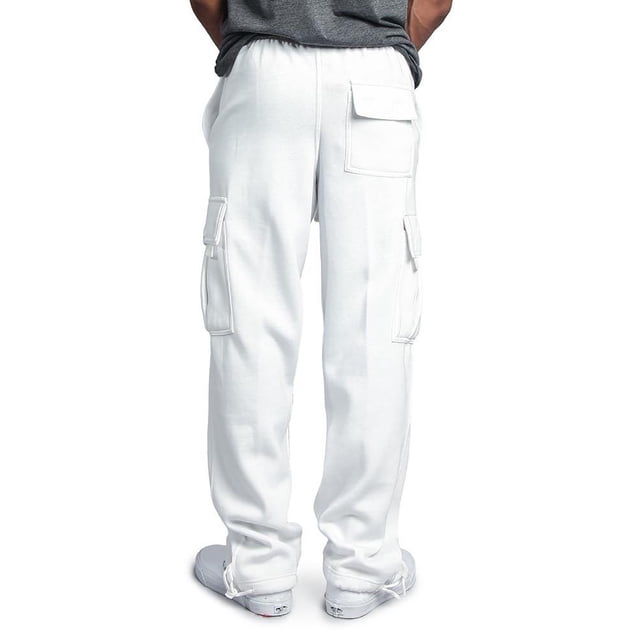 CEHVOM Men's Drawstring Elastic Waist Solid Color Pocket Trousers Loose Movement