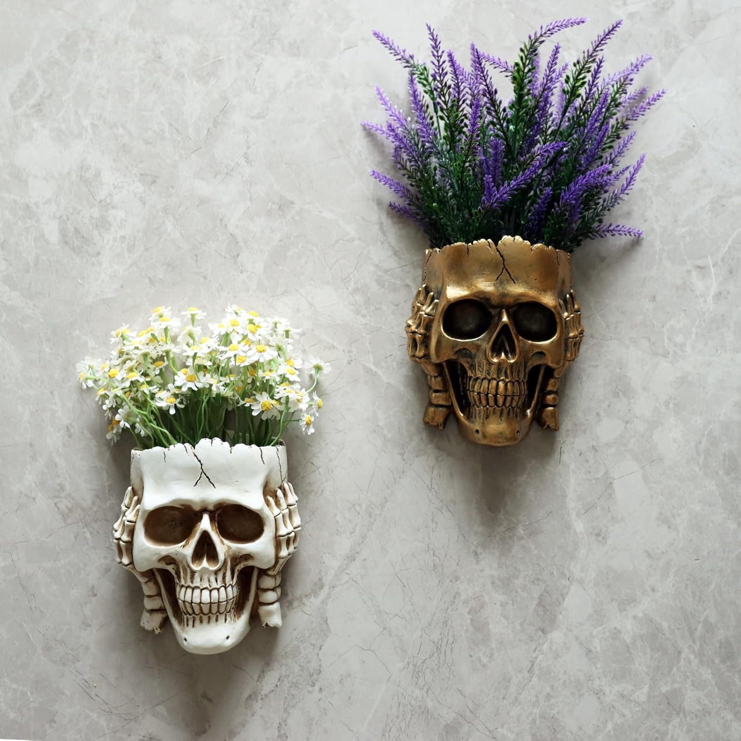 Skull Face Hanging Planter with Drainage Hole for Indoor Outdoor Plants