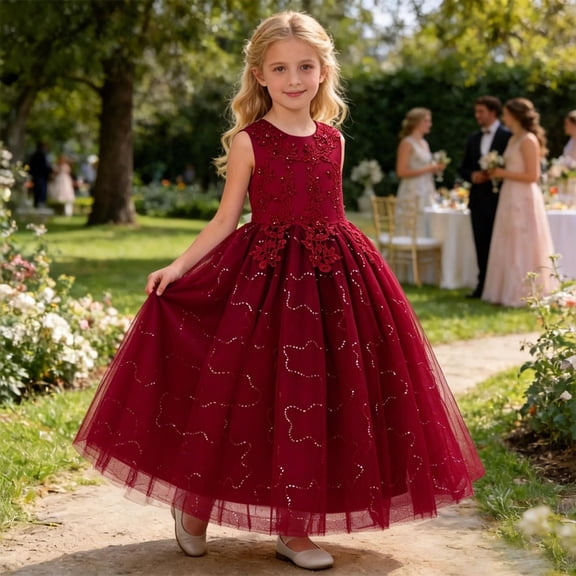 HAYIMI Child Girls Formal Party Dress Elegant Tutu Gown For Recital Pageant Beach O-Neck Boho Dresses