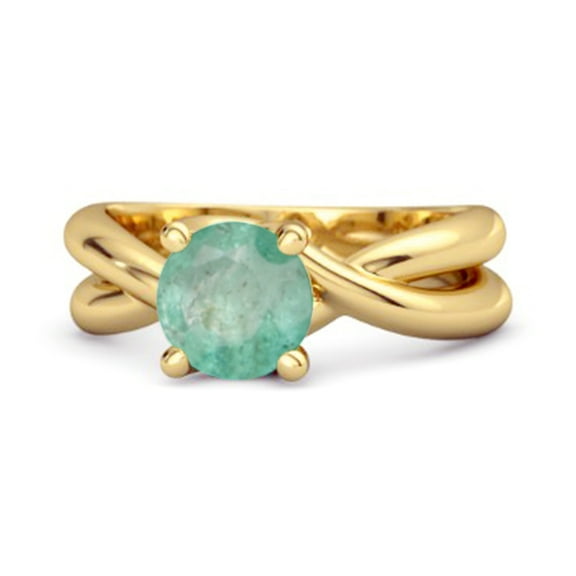 0.25 Ctw Round Cut Emerald 925 Sterling Silver Gold Vermeil Embrace Women Valentines Day Gifts Ring