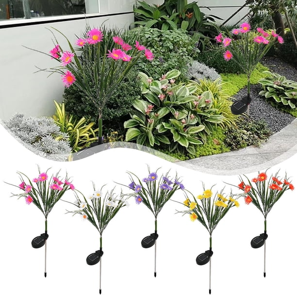 Luces Solares para Jardín, 42 Led con Diseño de Margaritas, Decoración Multicolor, Iluminación Exterior Impermeable, Encendido y Apagado Automático, Fácil Instalación, 70 Cm de Altura.