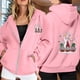 thumbnail image 2 of WILLBEST Sudadera Deportiva para Mujer Ladies' Christmas Printed Zipper Long Sleeved Pocket Adjuststring Casual Hooded Sweatshirt 1781 XX-Grande, 2 of 8