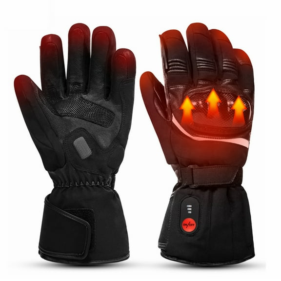 Sun Will Men's Black Motorcycle Gloves,Rechargeable Battery Warmth Mittens Riding Protection Gloves XS-3XL