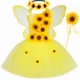 thumbnail image 3 of Vestido de princesa de hadas con girasoles para otoño e invierno para niñas, conjunto de disfraz para fiesta de Acción de Gracias, vestidos de tutú amarillos para niñas con flores, 3 of 5