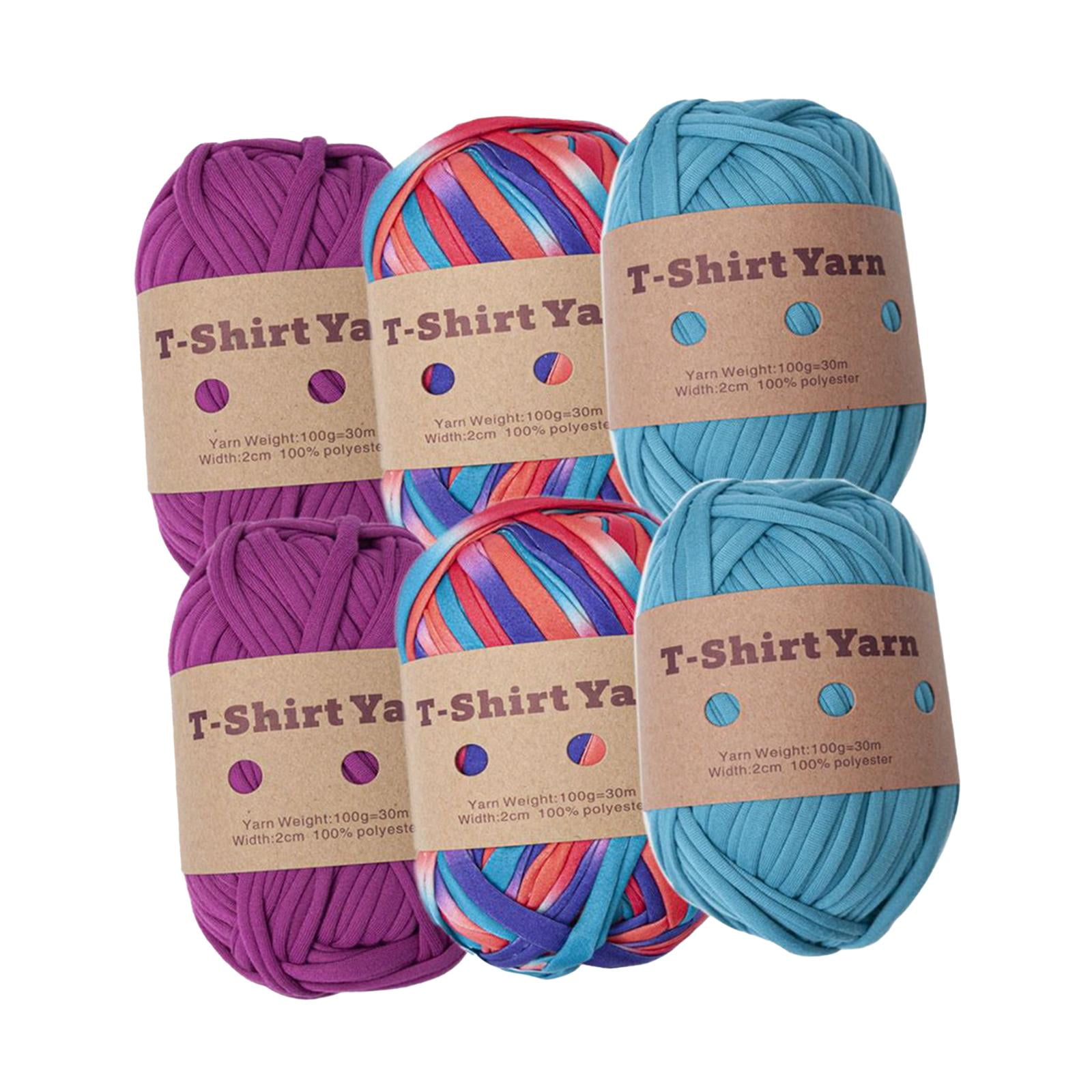 6 Pieces T Shirt Yarn Bag Making Material Crocheting Hand Knitting Hand Knit Tubular Yarn Weaving Thread Yarn for Macrame Hats Scarf Cushion Style C