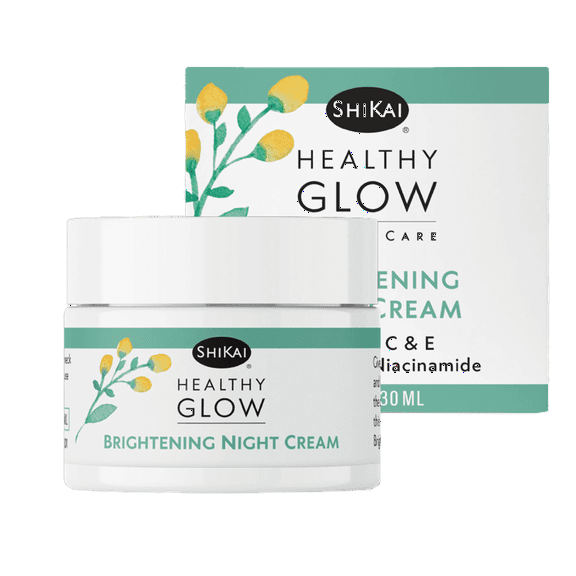 ShiKai Healthy Glow Brightening Night Cream (1 oz) | Hydrating Face Moisturizer with Vitamin C, E, Niacinamide & Ferulic Acid | Anti-Aging & Skin Brightening Cream
