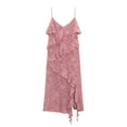 thumbnail image 4 of Femmes Été Robe Volantée Floral Jacquard V Robe de Soirée Sans Manches pour Cocktail S / M / L / XL / XXL, 4 of 9
