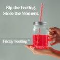 thumbnail image 3 of 16oz Glass Mason Jar Mug with Handle, Metal Lid and Striped Straw, Beverage Container (4), 3 of 6