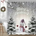thumbnail image 2 of Christmas Shower Curtain, Cute Snowman Snowflake Forest Grey Winter Fabric Shower Curtains for Bathroom, Xmas Holiday Gray Bathroom Accessories Decor with Hooks Set 72 x 72 Inches, 2 of 6