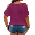 thumbnail image 4 of Womens Plus Size Cold Shoulder Tops Banded Bottom Boat Neck T Shirts Summer Casual Loose Fit Clothes 2026 Light Purple 3XL, 4 of 4