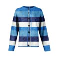 thumbnail image 5 of Women's Sweater Cute Fun Printing Sweater Fall And Winter Long Sleeve Knitted Sweater for Fall Winter Geometric Patterns,Blue,L, 5 of 7