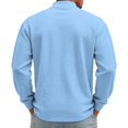 thumbnail image 6 of Qwertyu Men's Quarter Zip Up Pullover Mock Neck Long Sleeve Sweatshirt for Men Waffle Knit Casual Half Zipper Pullover Men Light Blue XL, 6 of 7