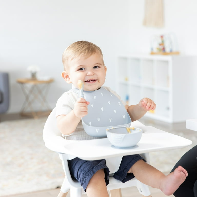 Bumkins Baby Bowl, Silicone Feeding Set with Suction for Baby and Toddler,  Includes 4 Spoons and