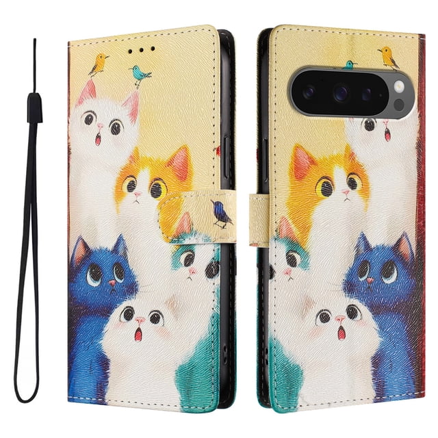 FOXDOCK Funda Tipo Cartera para Google Pixel 9/9 Pro con Soporte y Correa – Diseño de Patrones Lindos
