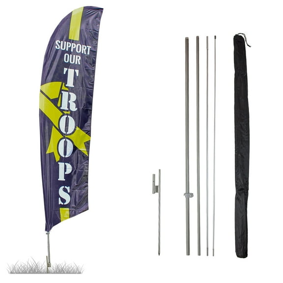 Vispronet Support Our Troops Feather Flag Kit, 13.5ft, Ground Stake, Pole Set