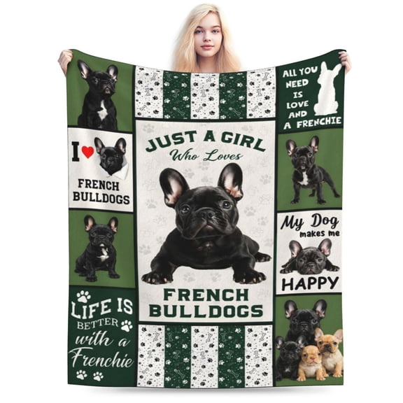 French Bulldog Throw Blanket Ultra Soft Dog Lovers Flannel Blanket Lightweight Cozy French Bulldog Blankets Gift for Couch Sofa Bed 50x40